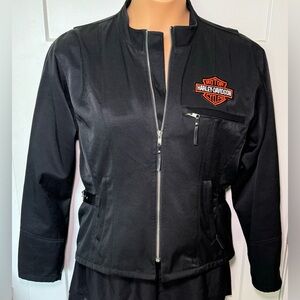 Harley Davidson Motorcycle Jacket Black Red Women Size Large  Nylon Cotton Blend